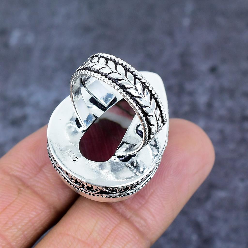 Natuurlijke Rode Dahlia Turkoois 925 Sterling Zilveren Sieraden Ringmaat 8 ET-4802