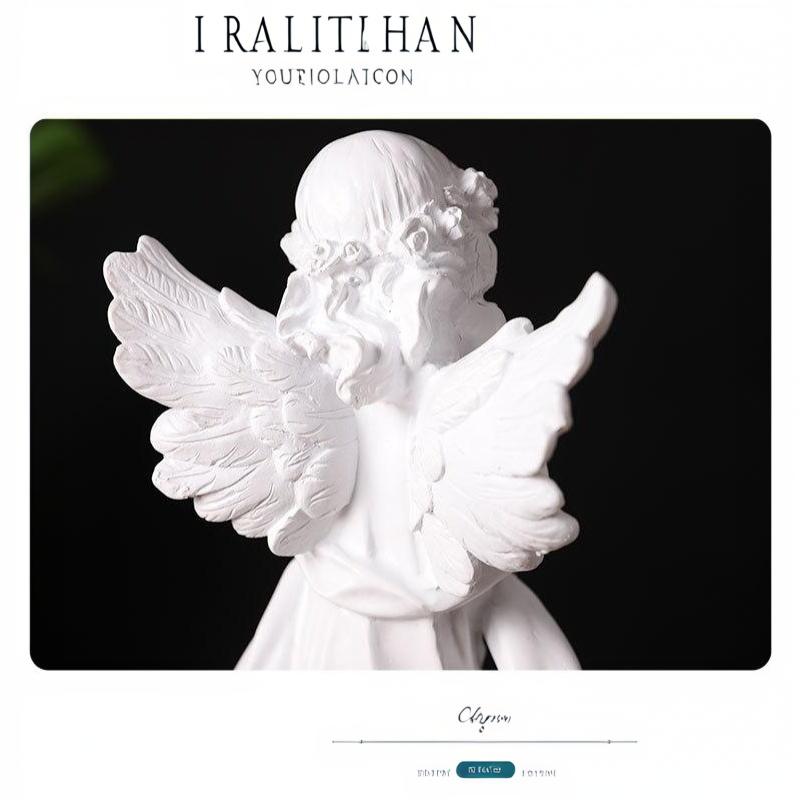 White Resin Praying Angel Figurines With Delicate Wings Floral Crown For Home Desktop Shelf Decor