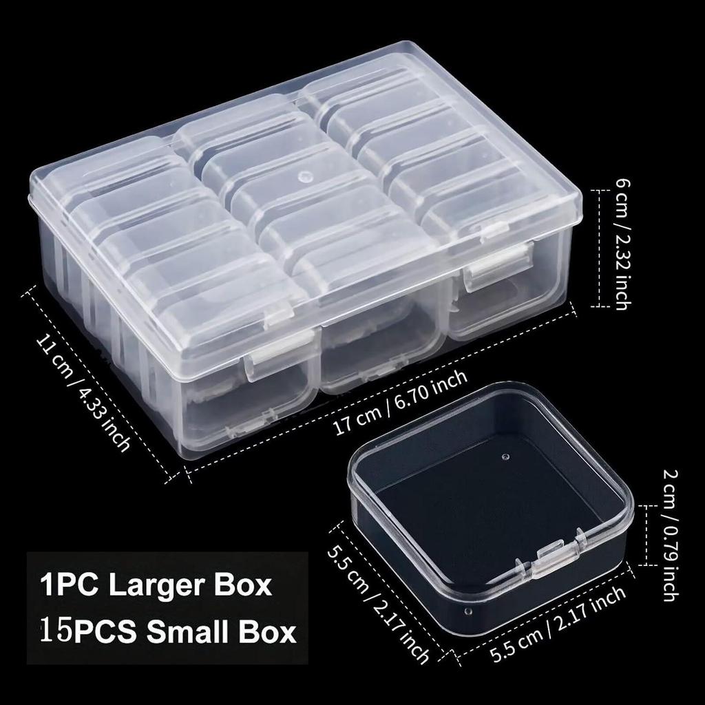 15-Compartment Clear Plastic Bead Organizer: Portable Jewelry and Craft Storage Box