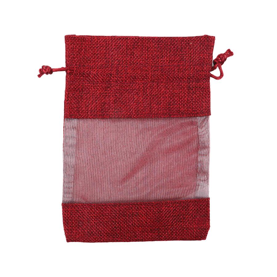 5Pcs Linen Drawstring Bags with See-Through Window, Organizer & Gift Pouch for Wedding Jewelry Store