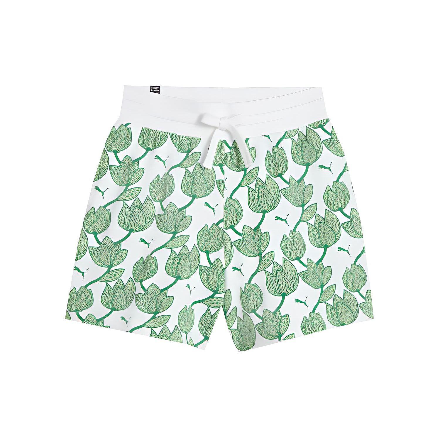 

Puma Floral Lace-Up Mid-Rise Casual Shorts Women shorts Green 679352-86 M