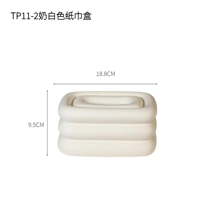 Ceramic Tissue Box Rectangular Geometric Fringe Napkin Box Napkin Holder Toilet Paper Holder Desktop Storage Home Decoraction