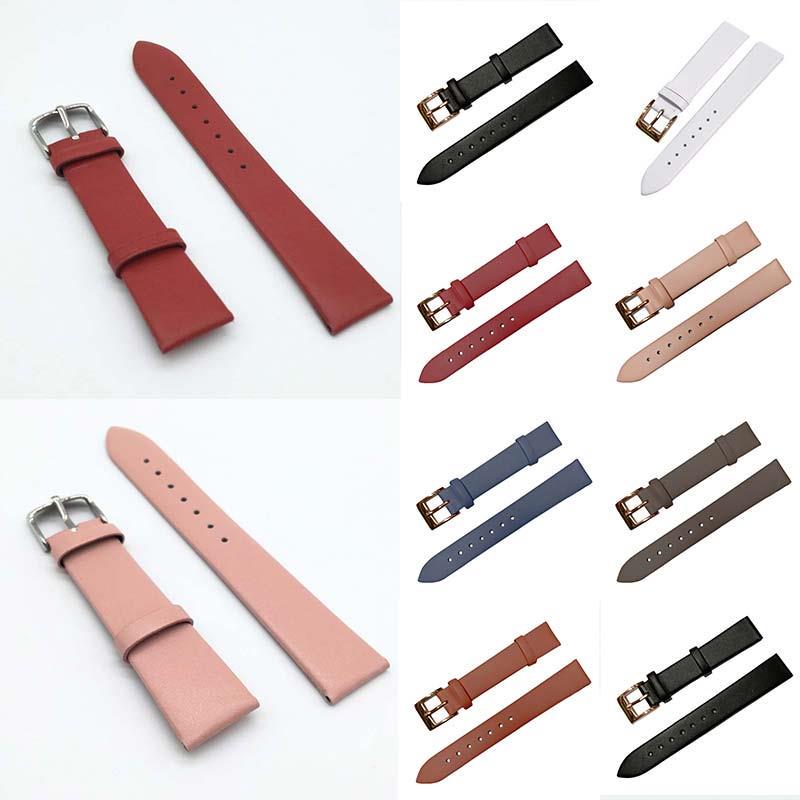 Cheap Comfortable Cowhide Leather Watch Strap 12/14/16/18/20/22/24 mm Watch Pin buckle Band Soft