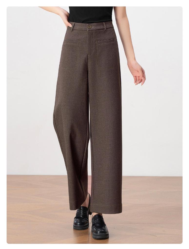 Damen High-Waist Weitbein Drapierhose - Herbst 2025, Schlankmachend, Neun-Punkt-Länge