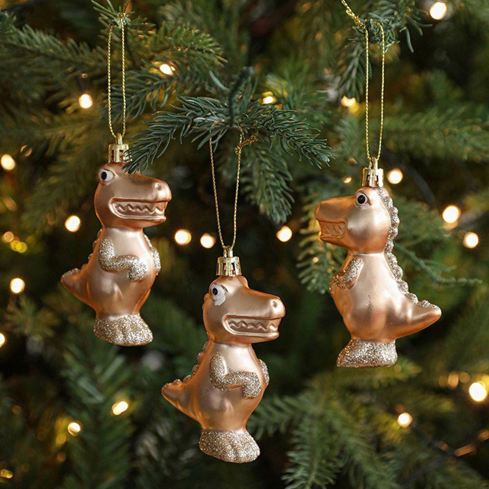 Champagne Christmas Hanging Decoration Plastic Gift Pinecone Bell Christmas Tree Ornament Festival Favors Dinosaur Soldier Candy