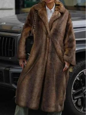 2024 Autumn Women's Trendy Faux Fur Jacket - European & American Style, Single-Breasted Plush Coat
