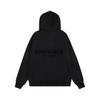 2025 Men's FOG Essentials Black Hooded Sweatshirt with Silicone Lettering and Double Stitching