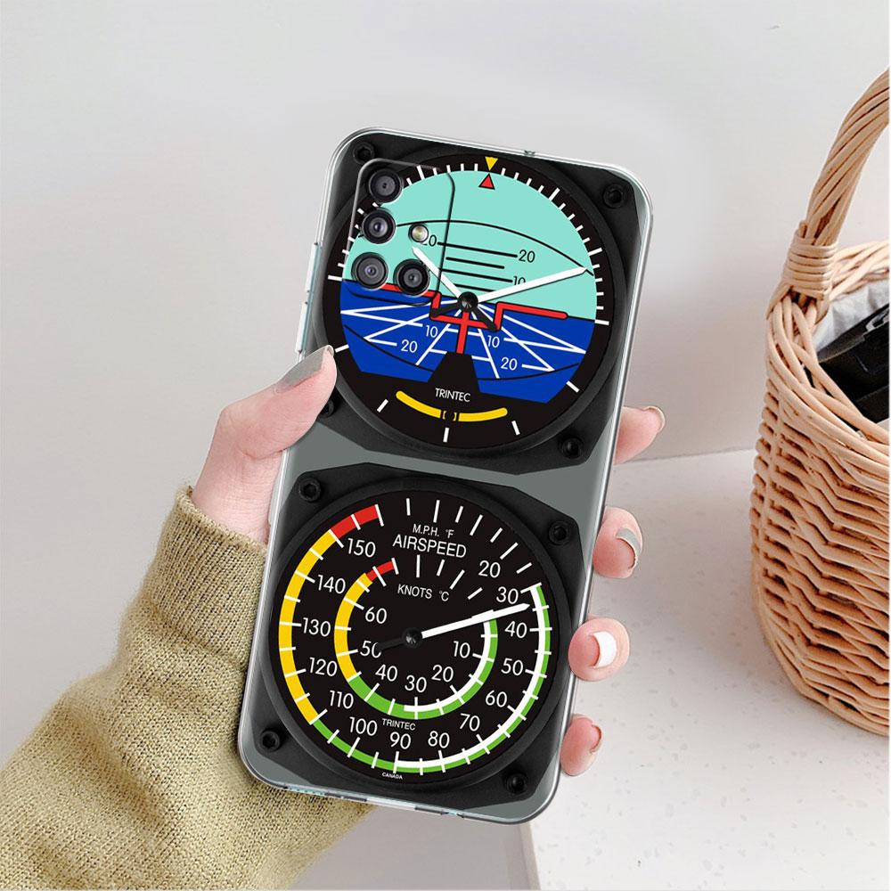 Aviation Aeroplane Helicopter Cockpit Instrument Clear Case For Samsung Galaxy A52 A12 A51 A32 A21s A71 A32 A22 AA50 Phone Cover