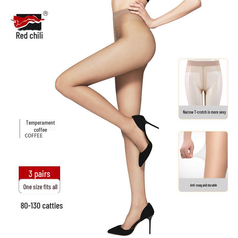 Red Pepper Anti-Snag 15D Silk Stockings for Women - Durable, Thin, Narrow T-Crotch Pantyhose with Skin Care Benefits