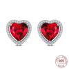 925 Silver Earrings Red Heart Diamond-studded Earrings Original Earring For Ladies Fashion Friend Party Daily Wear Gift