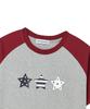 AWESOME STUDIO Y2K Star Graphic Color Block Short Sleeve Tee Melange Grey