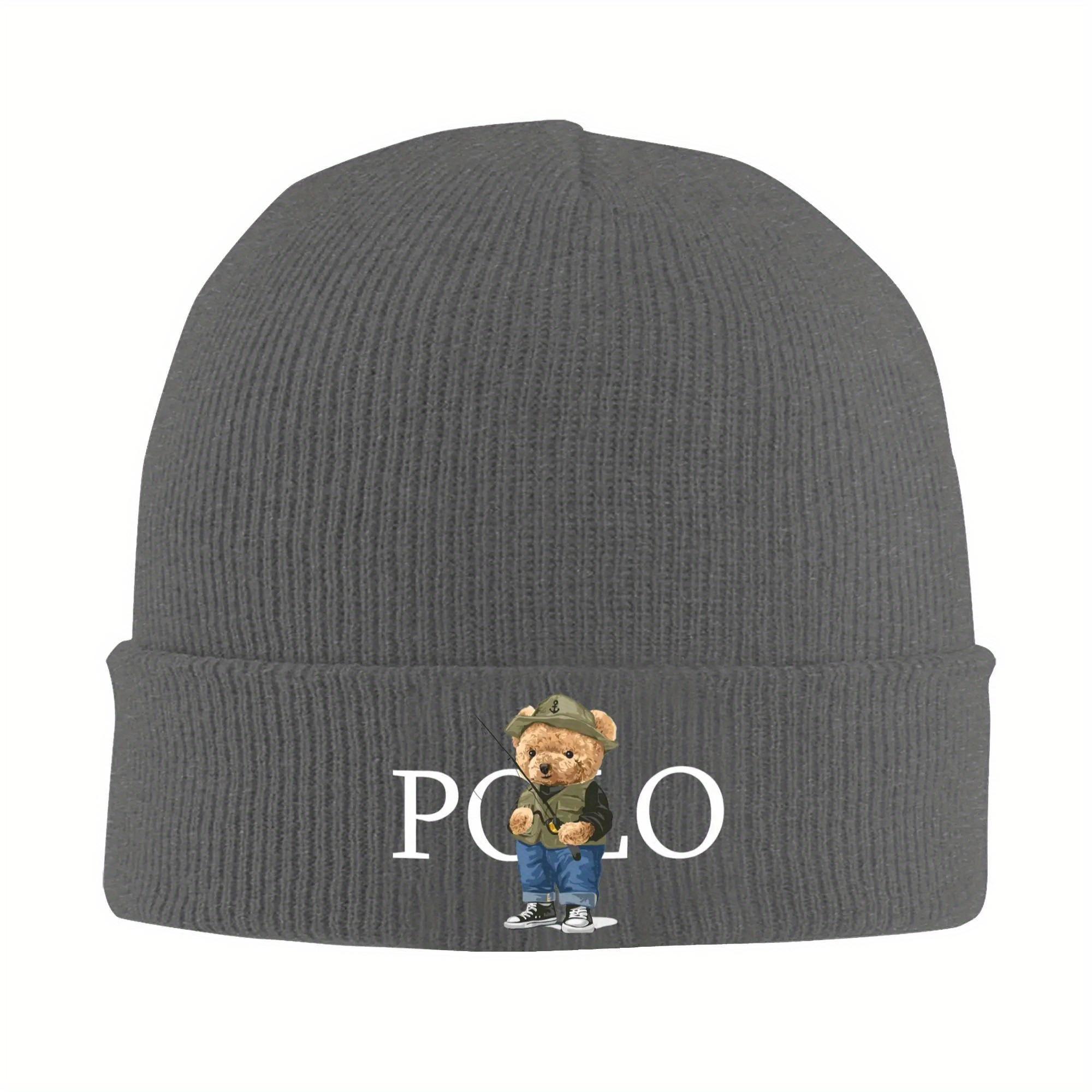 

Fishing Bear P-Polos Knit Cuff Beanie Skull Hats For Women Men Winter Bonnet Hats