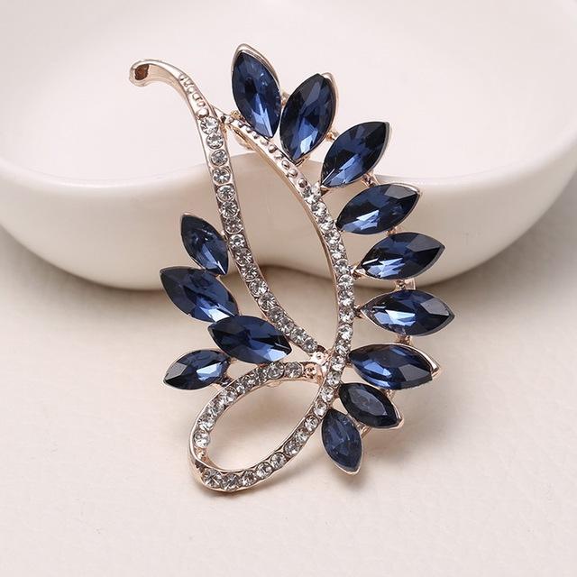 

Высококачественная Цветочная Брошь в Корейском Стиле, Лист, Цветок, Корсаж, Синий Кристалл, Стразы, Брошь, Булавка, Ювелирные Аксессуары
