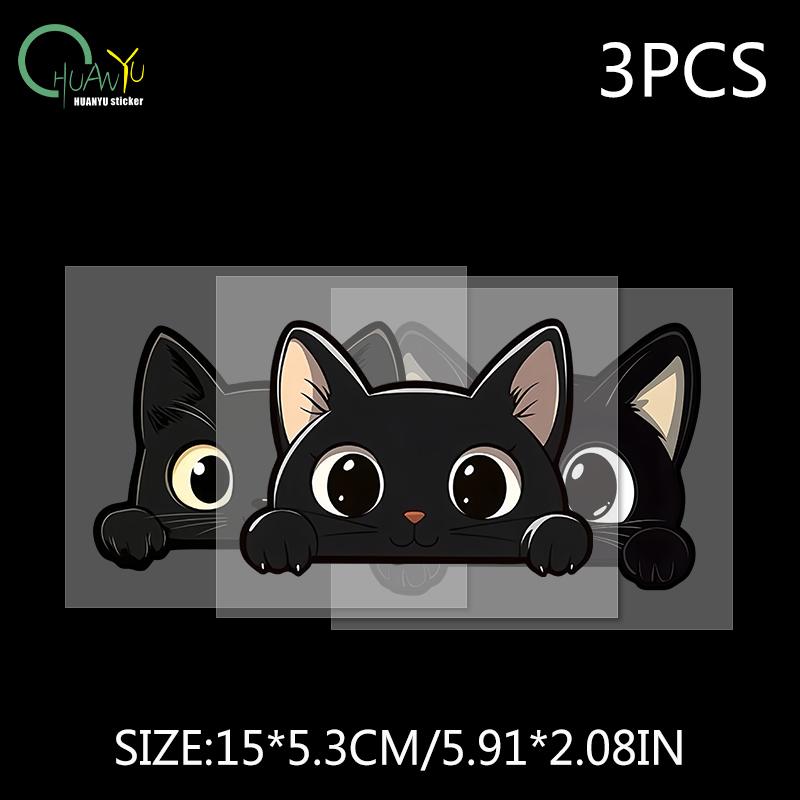 Black Kitten Cartoon Cute Car Body Scratch Cover Personal Creative Waterproof Electric Bike Motorcycle Sticker Decal