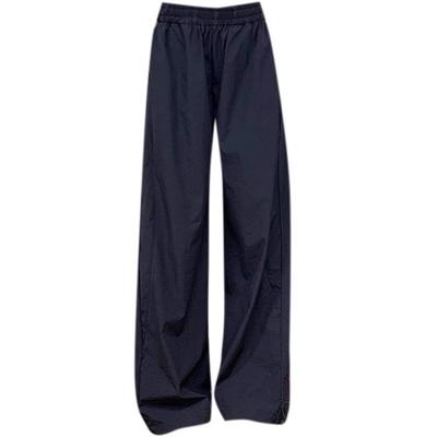 Pantaloni da Lavoro Blu Navy Asciugatura Rapida da Donna per l'Estate Sottili Larghi Dritti a Gamba Larga Piccoli Casual Sportivi