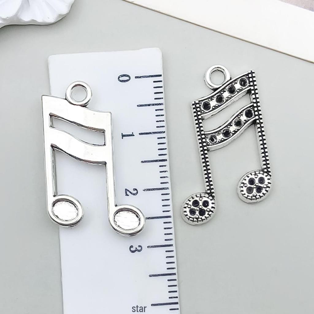 Starožitný stříbrný slitinový přívěsek ve tvaru noty na kytaru pro DIY šperky