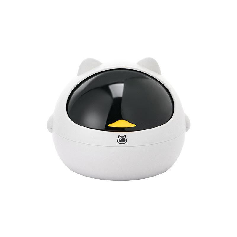 Home Cat-Shaped Desktop Trash Can with Lid for Office and Student Storage