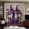 2pcs set HD Halloween Flowers Magic Witch Wizard Hat Curtain Purple tie digital printed curtain Home Decor style Decorate liv