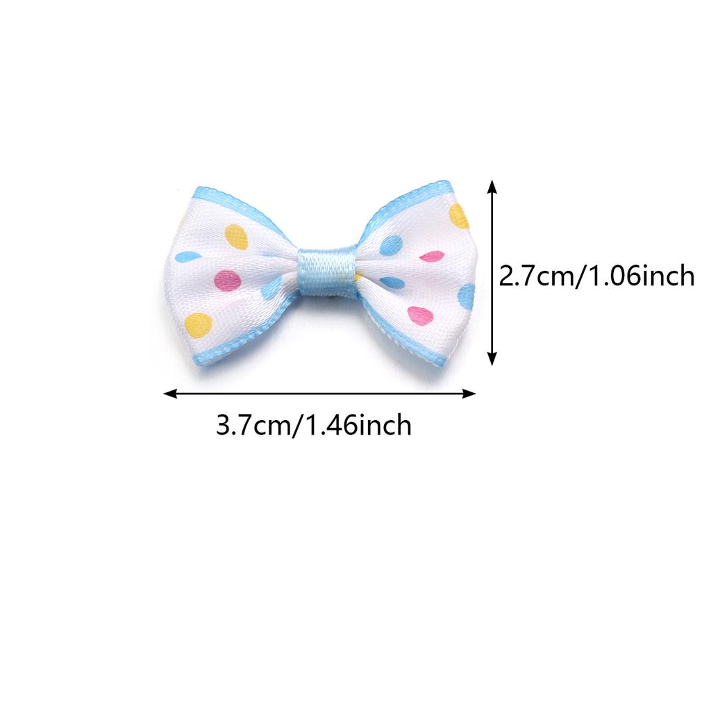 30pcs 2.7*3.7cm Polka Dot Polyester Ribbon Bows Colorful Mini Bowknots For DIY Clothing Sewing Hairpin Decoration Accessories