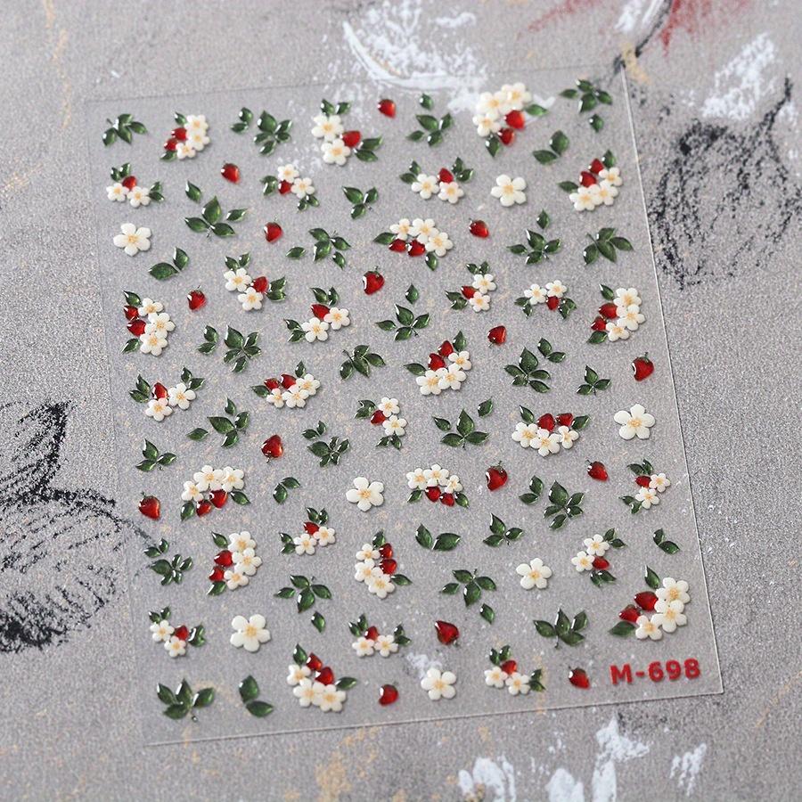 

1pc Jelly Flower Plant Nail Jewelry Sticker - DIY 5D Embossed White Floral & Leaves Nail Art Decoration, Self-Adhesive, Manicure Nail Art Decoration 1pc