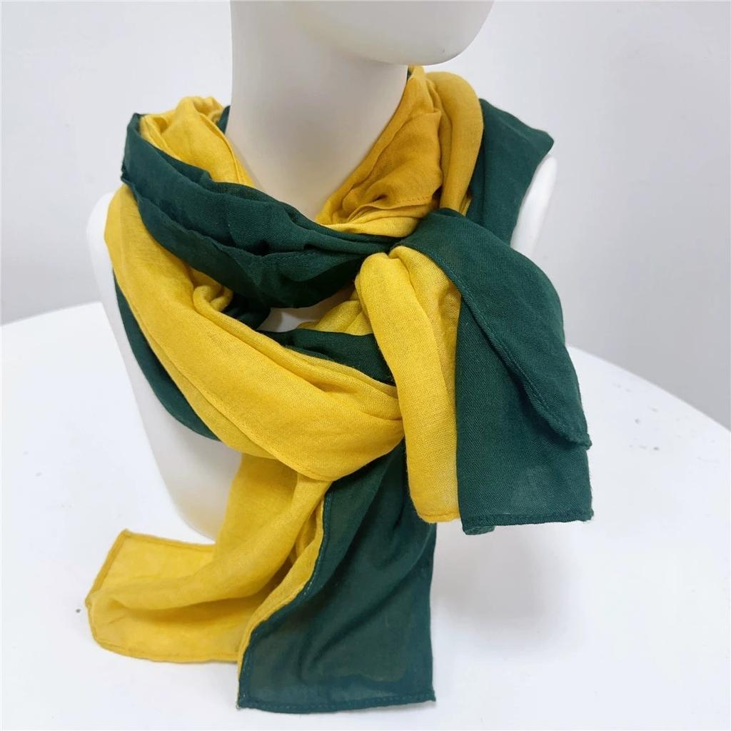 Korea Design New Spliced Scarf Long Two-Tone Cotton Warm Contrast Color Shawl Women's Scarves 75*190cm