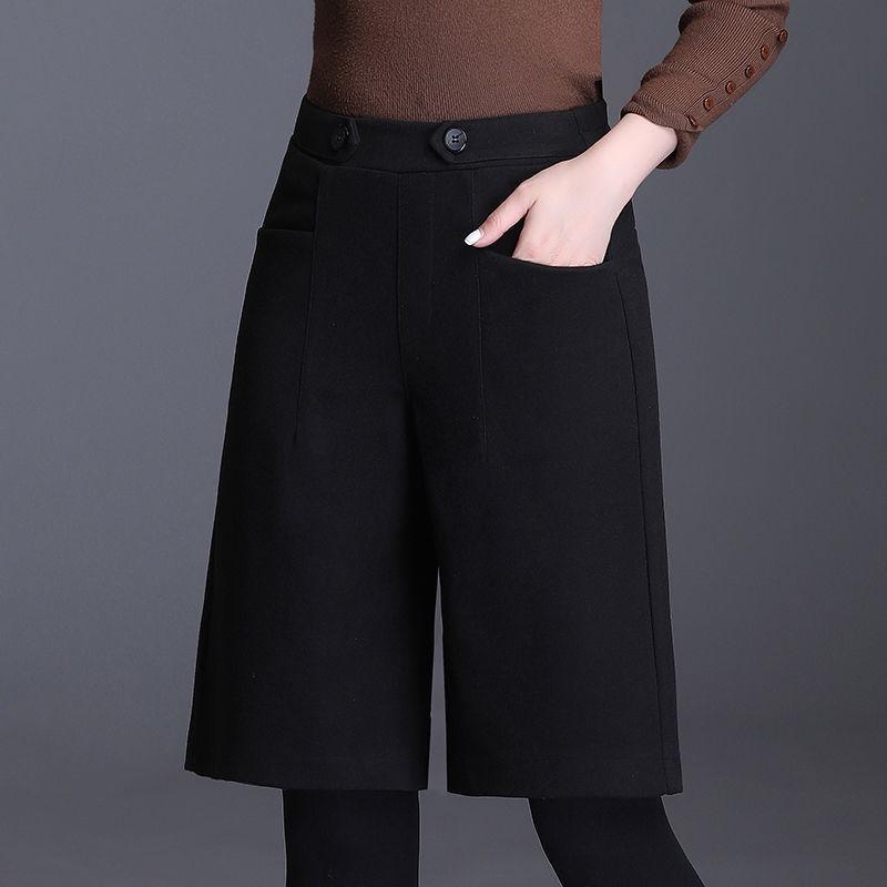 Pantaloncini larghi a vita alta in lana taglie forti da donna 2025 - Moda Autunno/Inverno