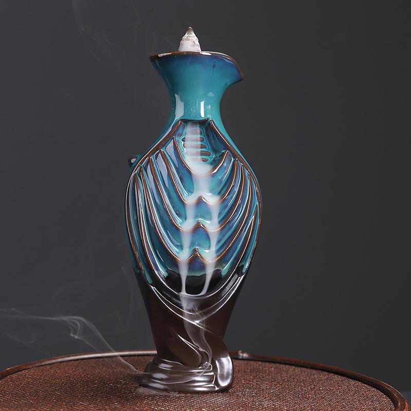 

Bottle ceramic incense burner, suitable for both indoor and outdoor viewing with a backflow incense pedestal, bottle backflow incense burner