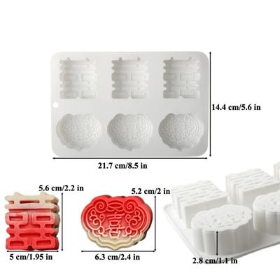 BPA Free Silicone Mousse Mould Chinese Style 6 Cavity 3D Pudding Mold Non-Stick Reusable Chocolate Mold Wedding Pastry
