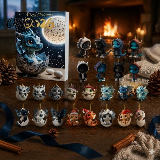 Exquisite Christmas Gift Box Dragon Advent Calendars 2026, 24 Days Countdown Calendar with Acrylic Hanging Ornaments Ornaments, Collectible