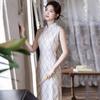 Sleeveless Plaid National Style New Chinese Style Suzhou Long Cheongsam Improved Young 1011 New Women's High Sense Summer