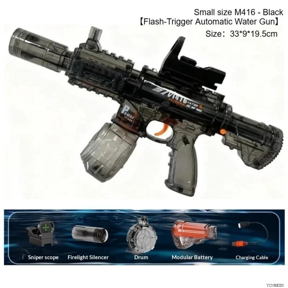 M416 Electric Water Spraying Gun with Flash Fully Automatic Charging High-Speed Continuous Fire Summer Toy Spraying Gun Kid Gift