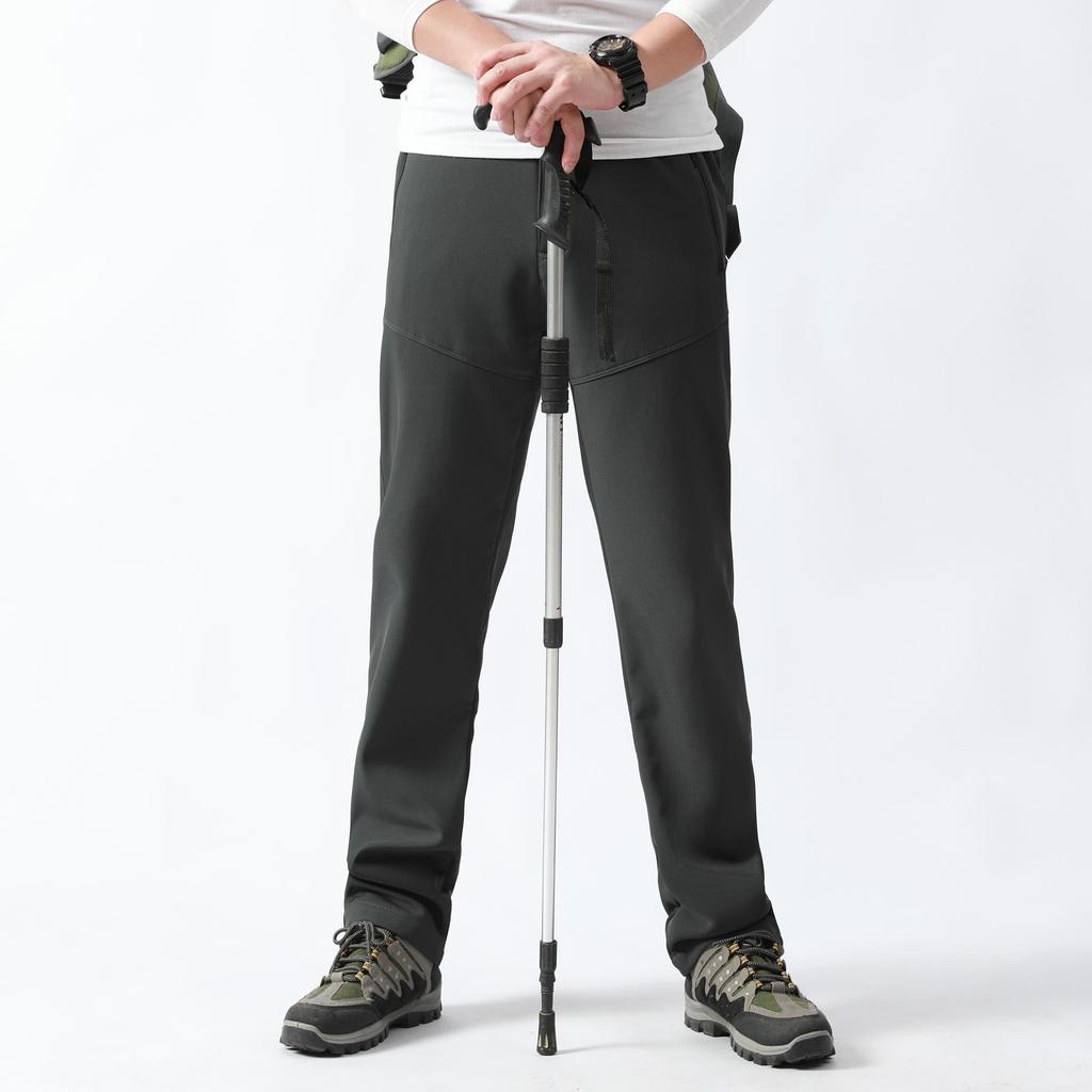 Men's Fleece-Lined Softshell Hiking Pants - Windproof, Warm, and Wear-Resistant for Outdoor Use
