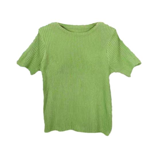 Dámské topy Slim Fit Jednobarevné Žebrované Tričko Kulatý Výstřih Poloviční Rukáv Elastický Pulovr Topy Pro Každodenní Nošení