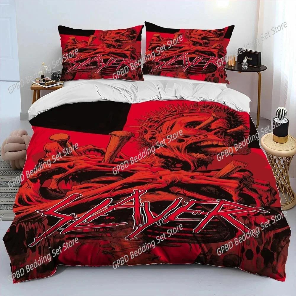 3D Print Slayer Heavy Metal Bplus Music Beding Set Bedrom Soft Modern Bedspreads Comefortable Soft with Soft Fabric Duvet Cover Quilt Pilowcase