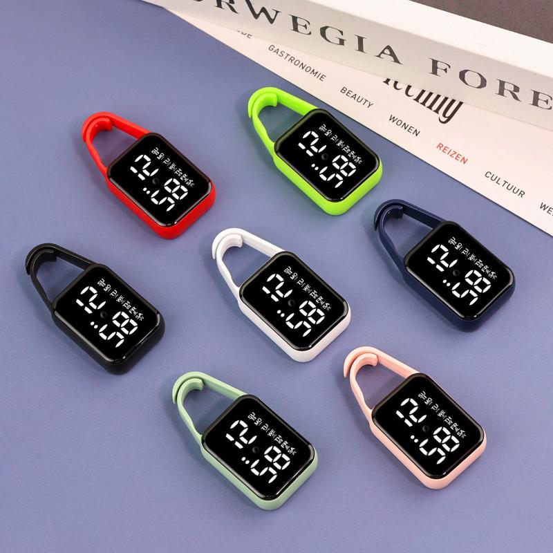 1Pcs LED Mini Electronic Watch Touch Digital Pocket Watch Night Light Hanging Watches Keychain Pendant Students Supplies