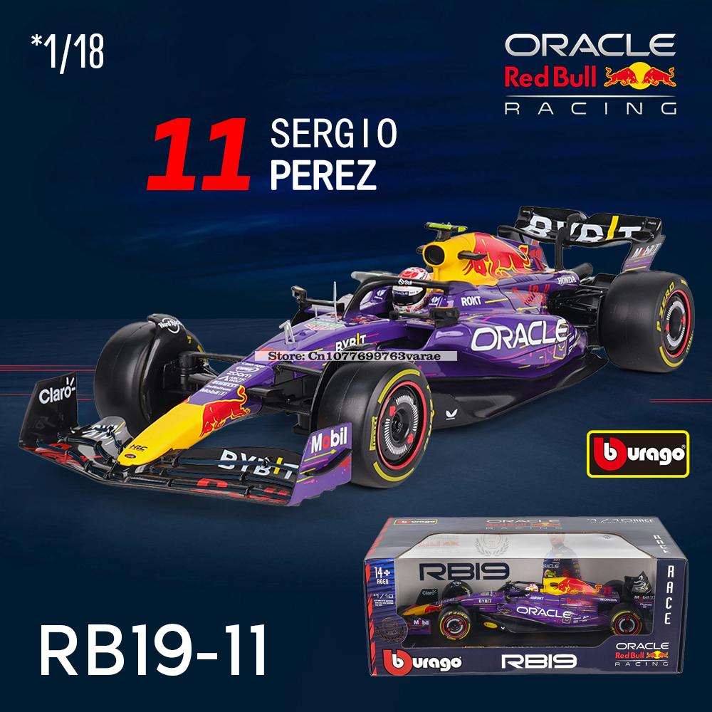 Burago 1:18 Neues F1-Weltmeisterteam Red Bull Racing Rb19 #1 Verstappen #11 Perez Automodell Fahrzeuge Formel 1 Legierung Spielzeugfahrzeug gray