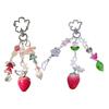 Adorable Beaded Flower Keychain Strawberry Pendant Keyring Gift Handmade Bag Charm Accessories For Women Girls