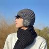 New Rhombic Flower Earmuffs Knitting Beanies Skullies Men Women Solid Color Plush Lined Ear Warmer Hat Windproof Ski Bonnet