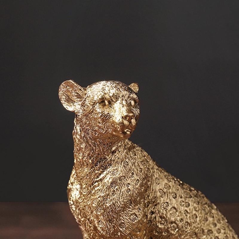 Resin Figurines Animal Statue Home Decor Leopard Sculptures for Yard Indoor Outdoor Decoration Statues Vivid Details