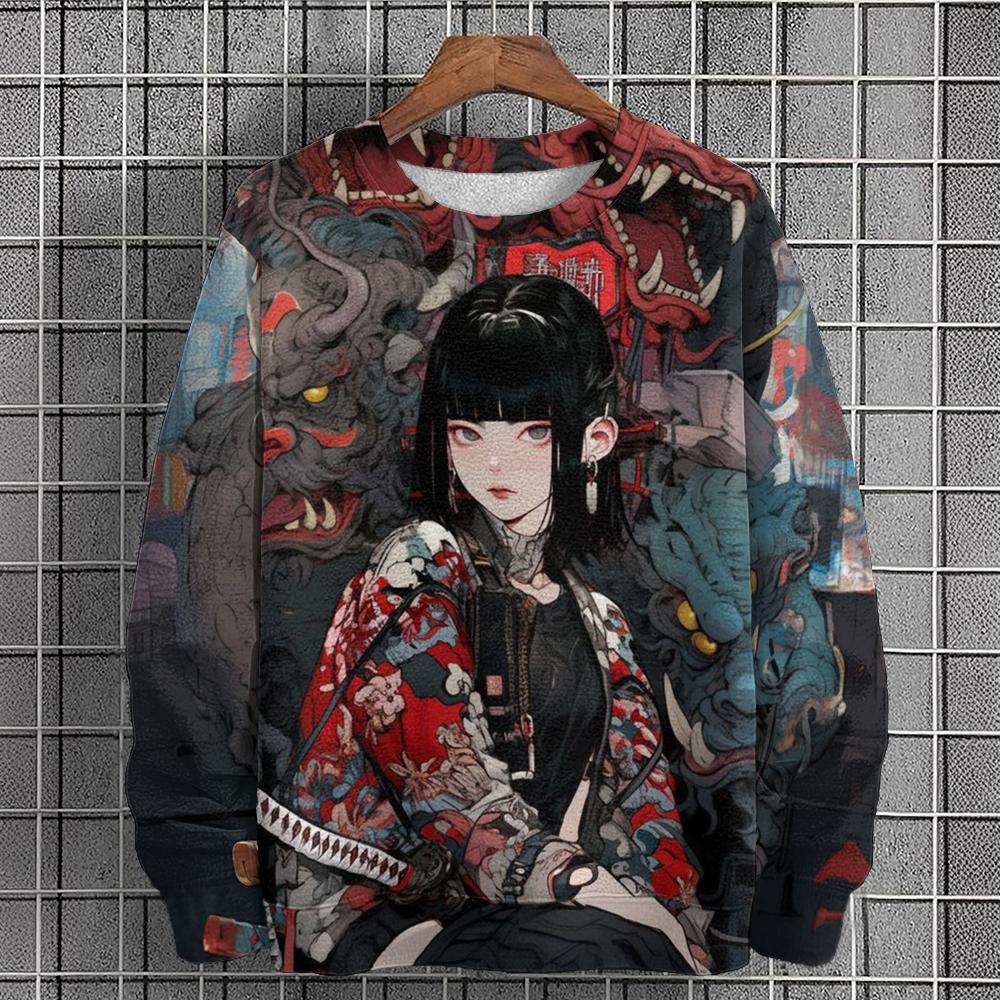 Hanorac pentru bărbați cu imprimeu cu caractere de anime Moda de toamnă Îmbrăcăminte pentru bărbați Top Hanorace casual pentru bărbați Tricou cu mânecă lungă Îmbrăcăminte de stradă