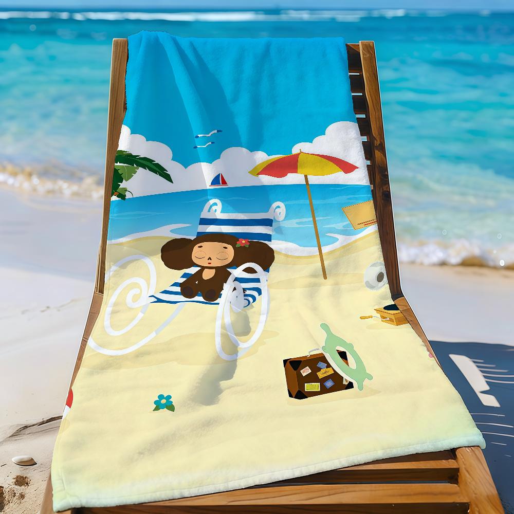 Cartoon Cheburashka Cute Towel Sports Quick Dry Travel Camping Gear Sandproof Soft Light Large Beach Towel