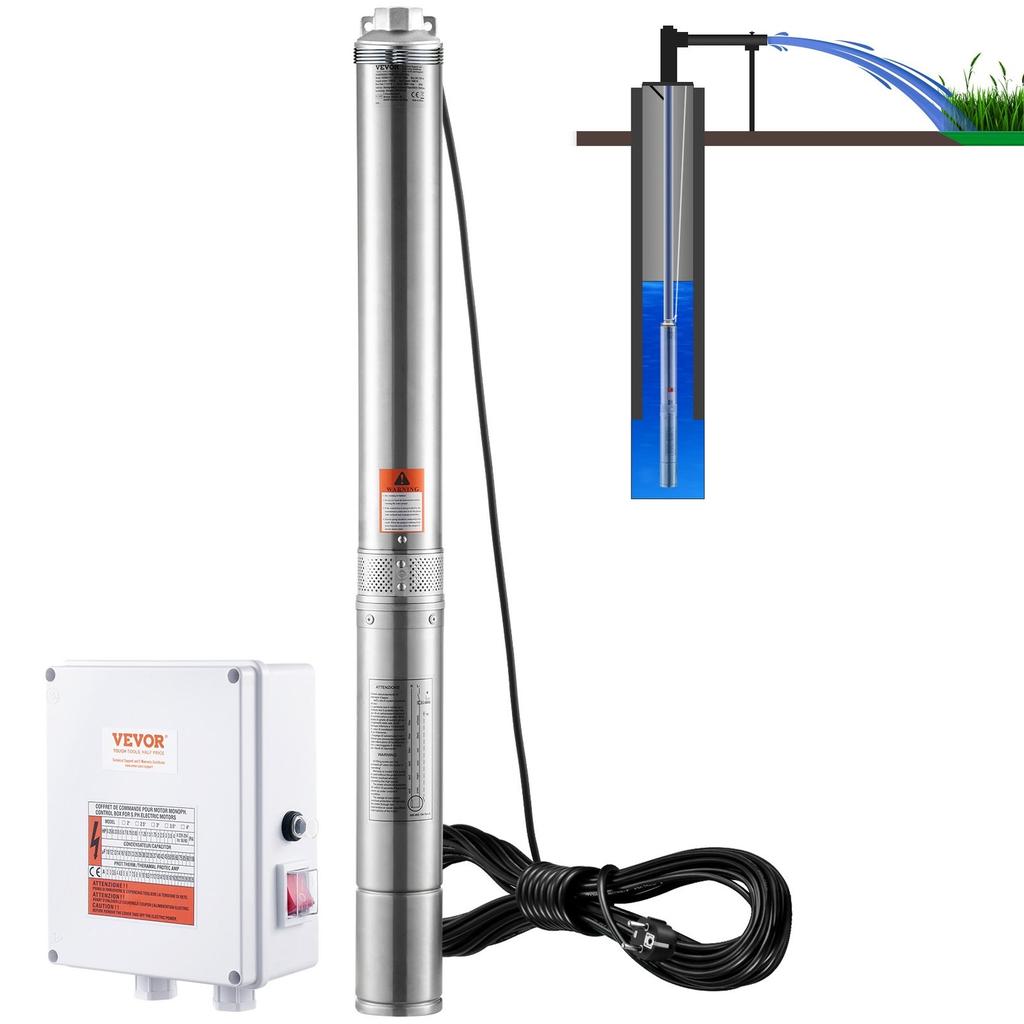 Deep Well Submersible Pump Stainless Steel Water Pump 2200W 9.8 M³/h 144 M