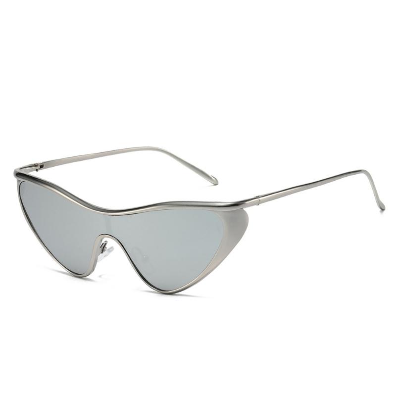 Fashion Metal One Piece Cat Eye Sunglasses Premium Trendy Designer Punk Popular Metal Eyeglasses Stylish