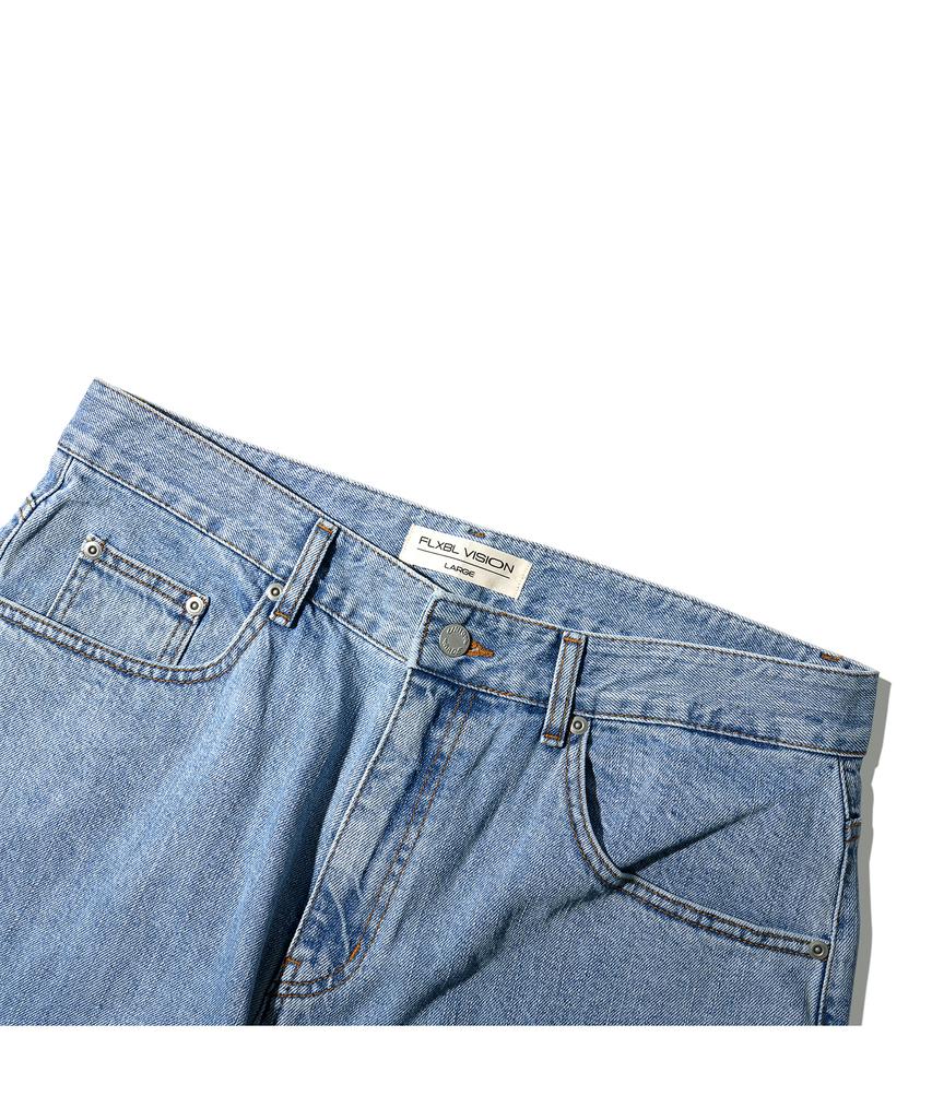 Flexible Wide Denim Pants Indigo