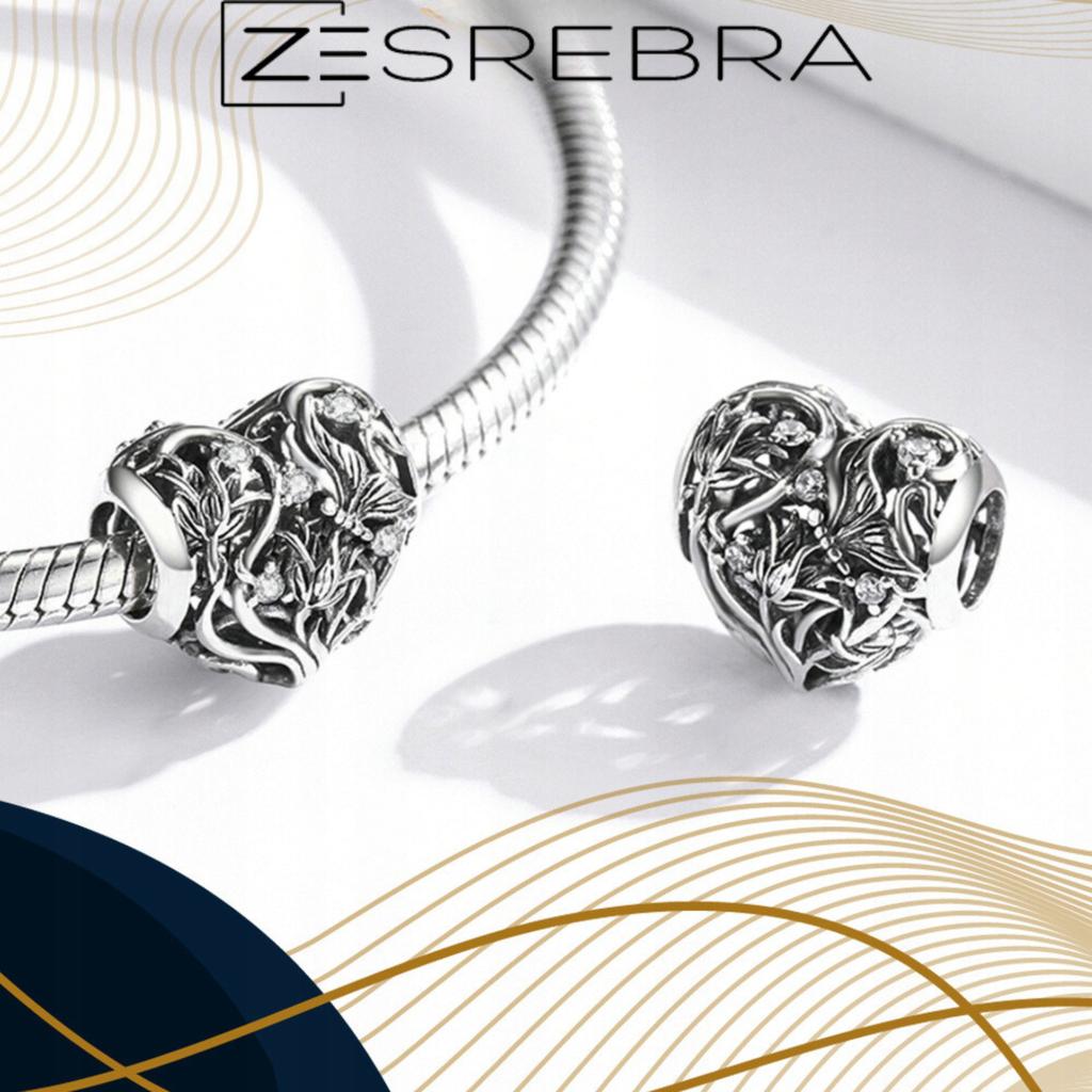 Heart Charms With Flowers, 925, Openwork Charm Pendant, Pr 925