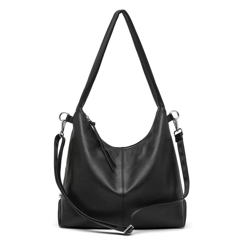 

Leather Large Capacity Foreign Trend Fashion Solid Color Casual Commuting Shoulder Tote Bag Women S Bag чорний