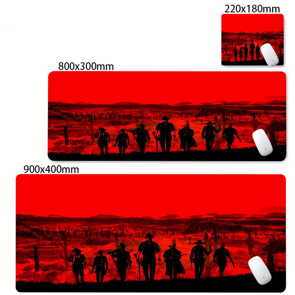 Red Dead Redemption 2 XXL 900x400 Tappetini per Mouse Anime Accessori per Computer Tastiera da Gioco Tappetino Mouse in Gomma Tappetino da Scrivania Antiscivolo per Giocatori PC