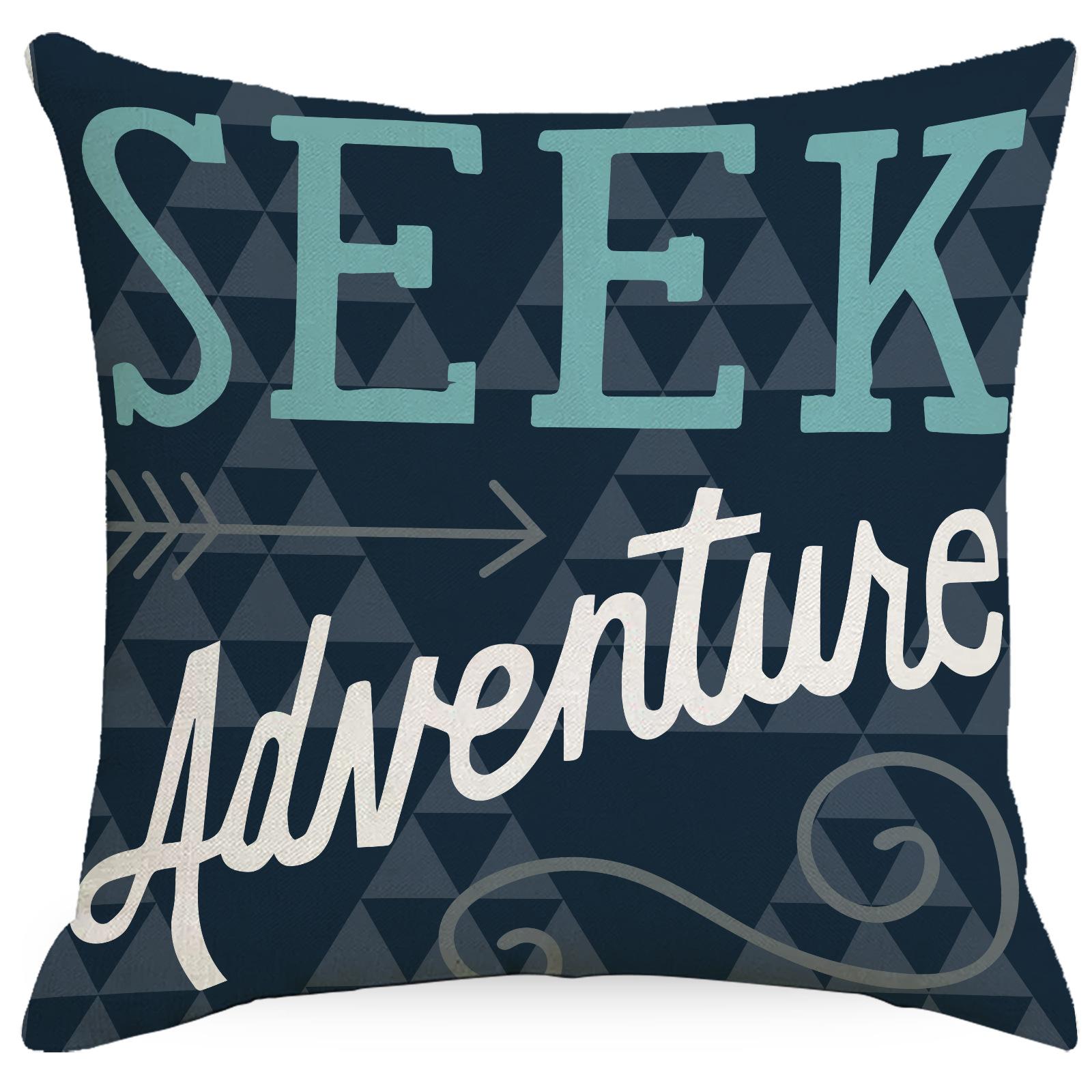 

Летняя Океанически-Синяя Наволочка с Принтом Букв Геометрическая Простая Наволочка для Автомобиля, Прикроватная 45 * 45Cm without pillow core