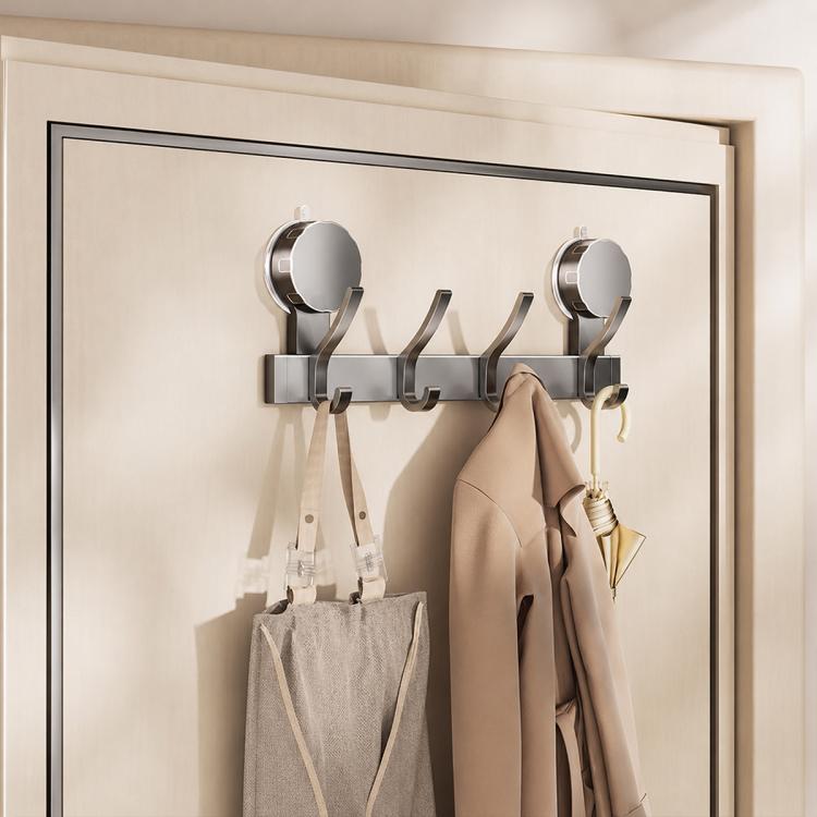 No-drill Door Back Vacuum Suction Cup Hooks Storage Rack
