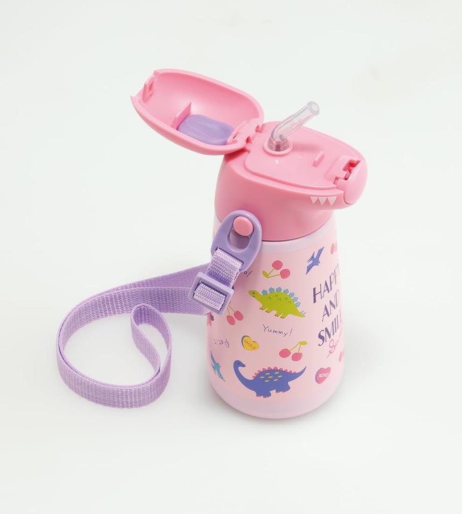 Skater 370ml Edelstahl-Wasserflasche mit Strohhalm, Doppelschichtige Vakuumisolierung, Fröhliches & Lächeln-Design (SSH4D-A)